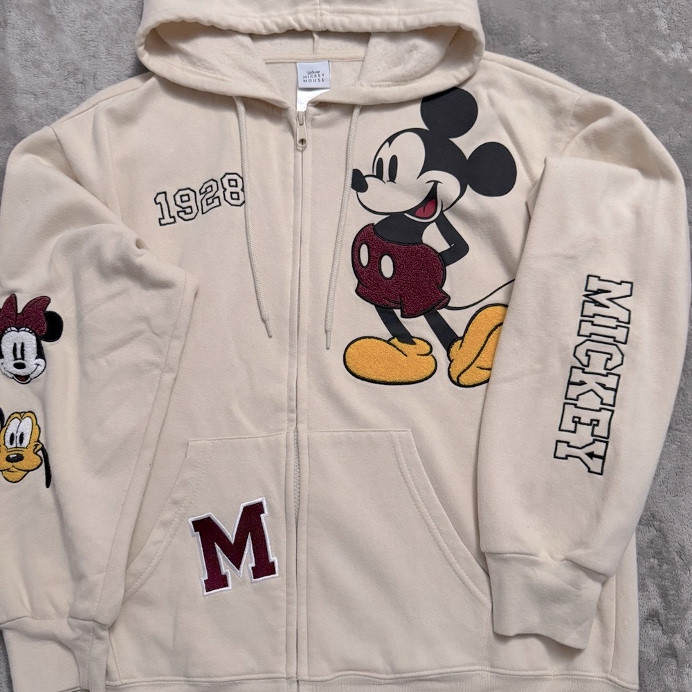 Disney Cream Mickey Mouse Zip-Up Hoodie